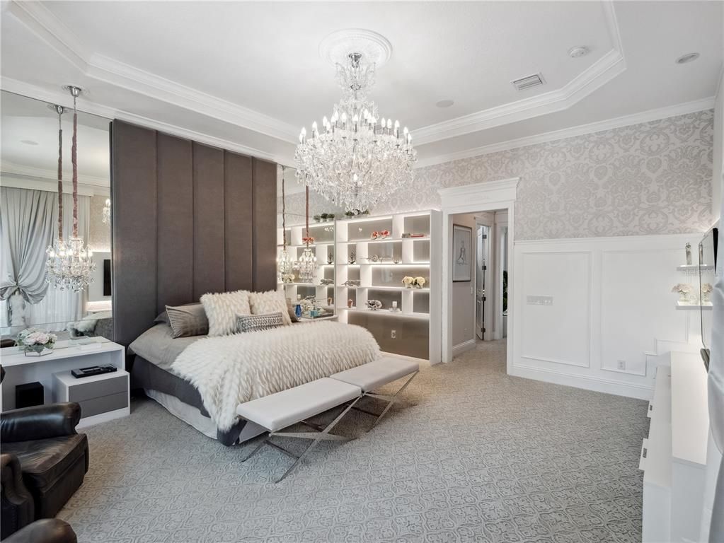 Bedroom, Chandelier, Interior