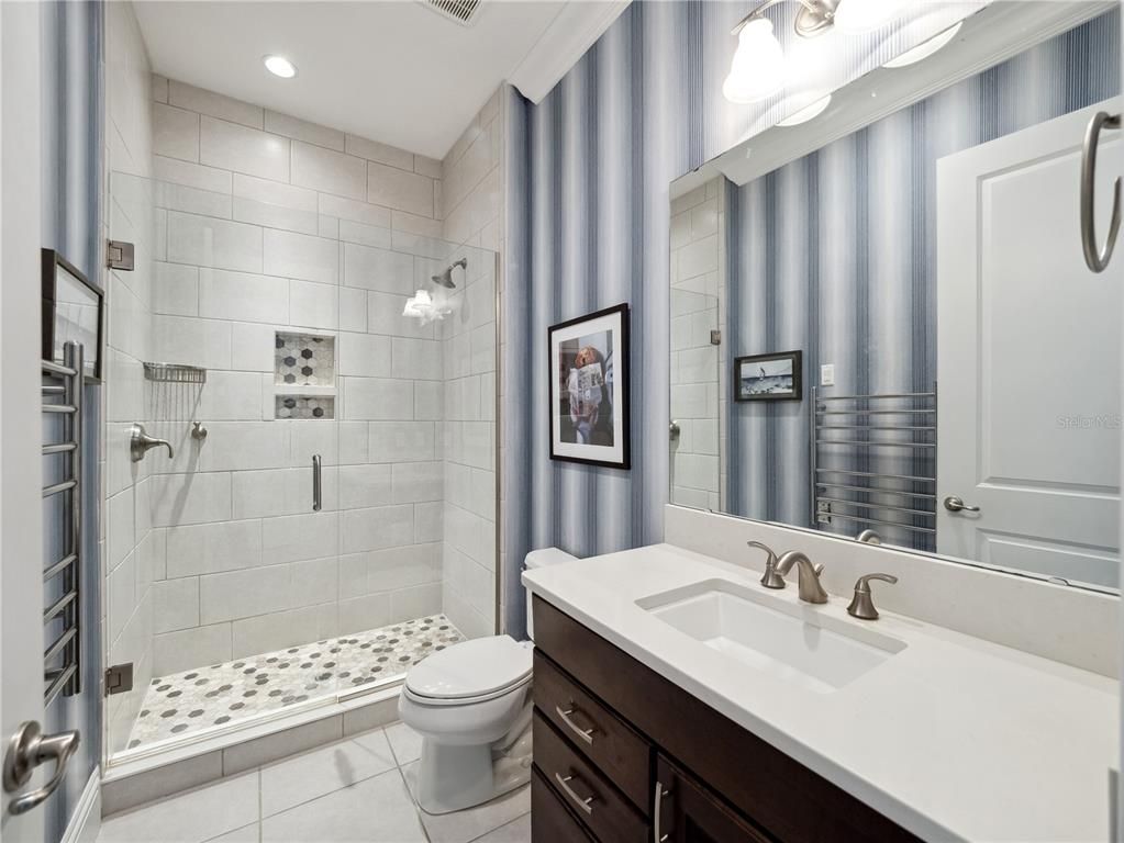 Bathroom, Glass Shower, Interior, Recessed Lighting