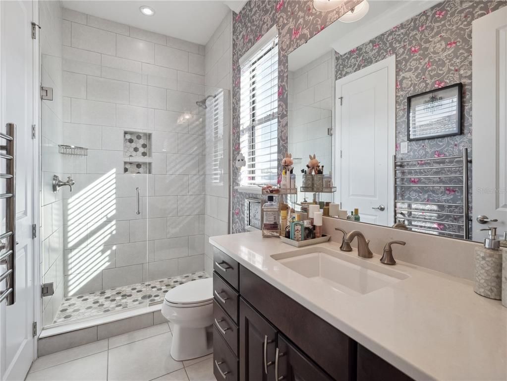 Bathroom, Glass Shower, Interior, Recessed Lighting