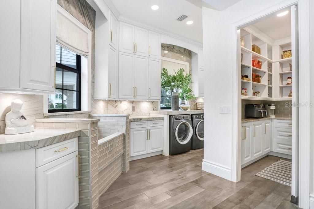 Interior, Recessed Lighting, Washer, Wood Texture Flooring