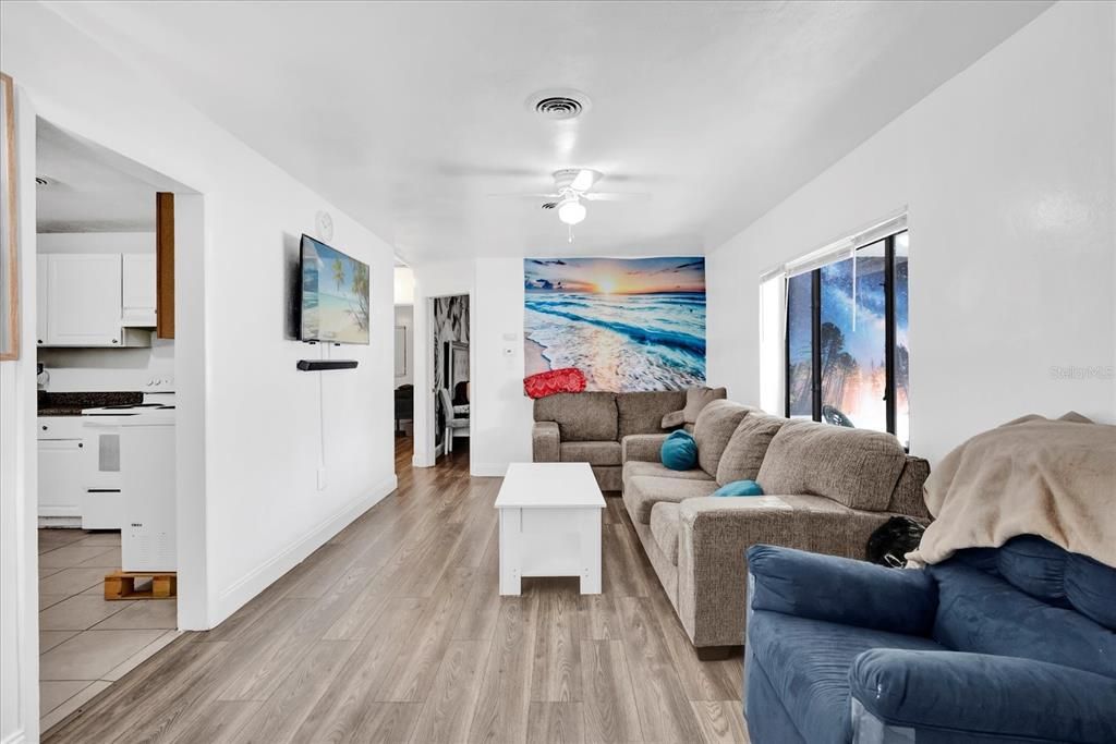 Interior, Kitchen, Living room, Wood Texture Flooring