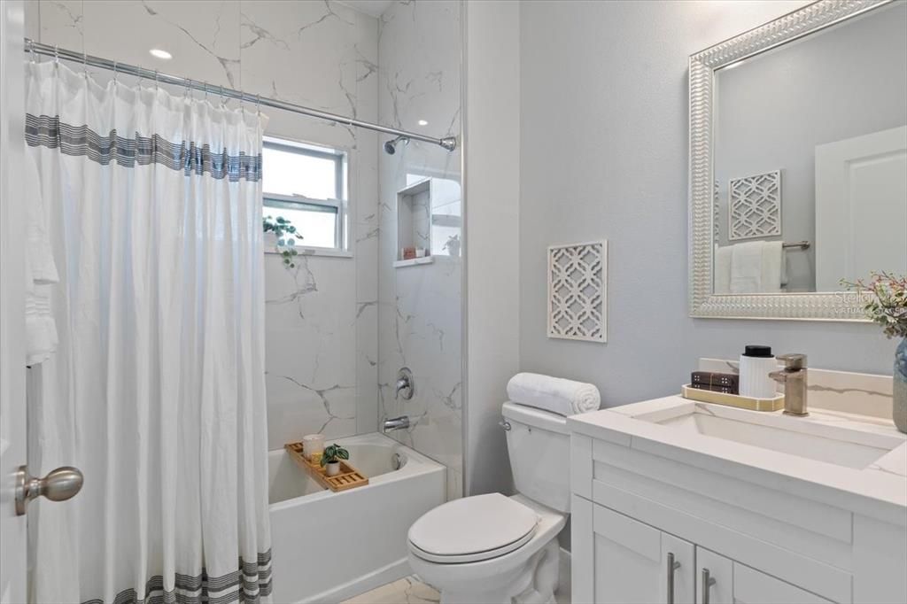 Bathroom, Interior, Marble Walls, Recessed Lighting