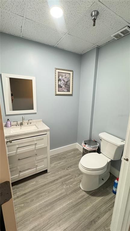 Bathroom, Interior, Recessed Lighting, Wood Texture Flooring