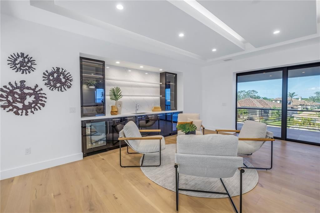 Home Office, Interior, Living room, Recessed Lighting, Wood Texture Flooring