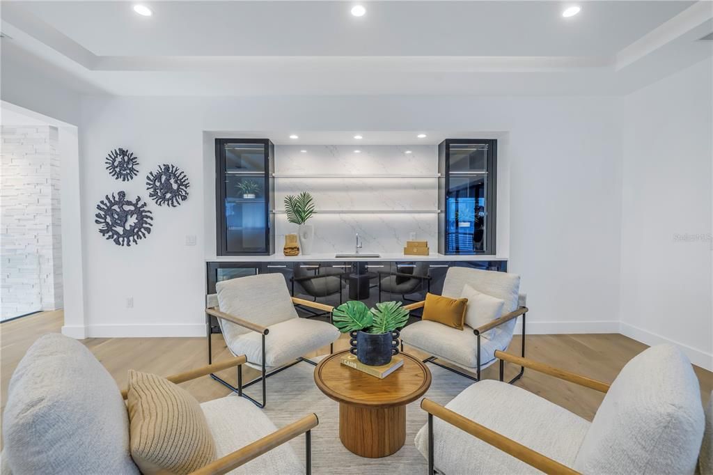 Interior, Living room, Recessed Lighting, Wood Texture Flooring