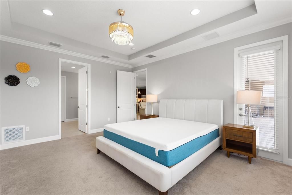 Bedroom, Chandelier, Interior, Recessed Lighting