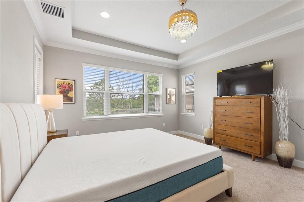 Bedroom, Chandelier, Interior, Recessed Lighting