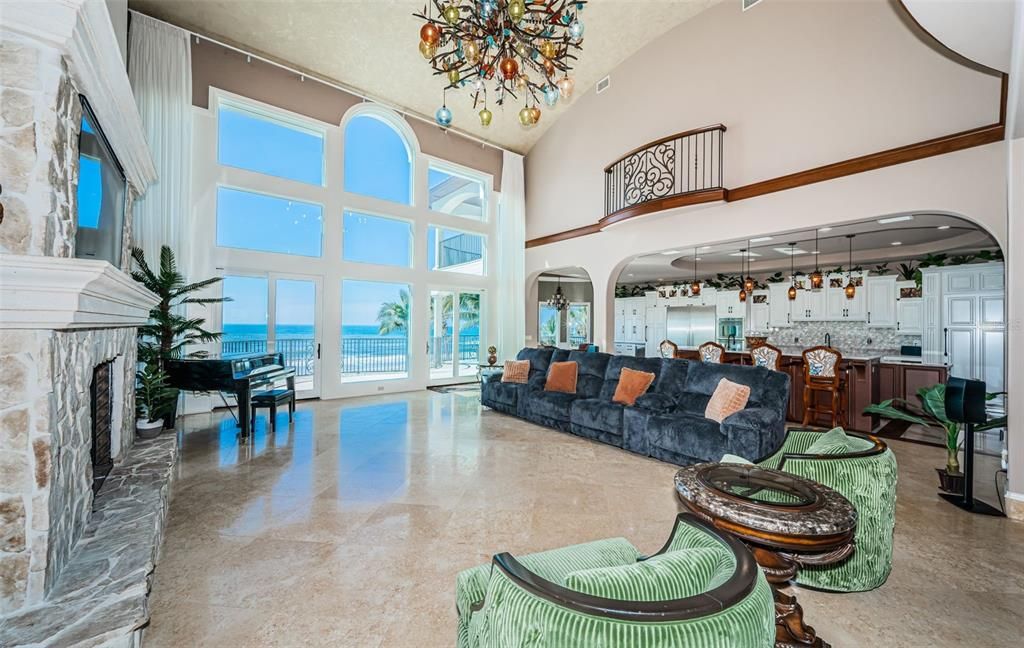 Fireplace, Interior, Living room, Pendant Lights, Recessed Lighting, Water