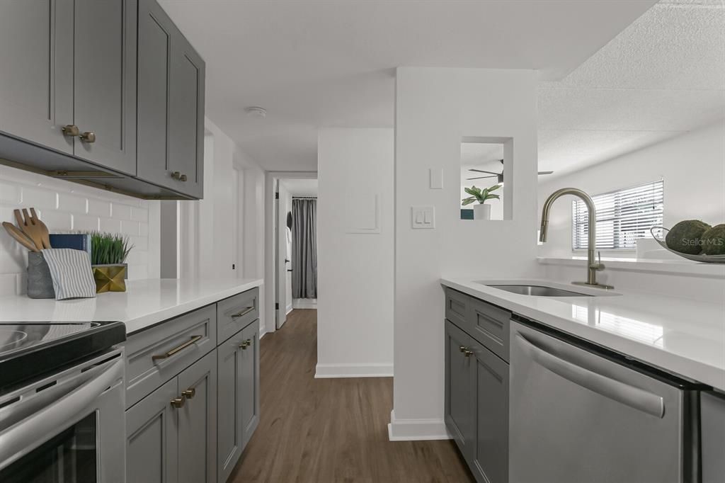 Interior, Kitchen, Stainless Steel Appliances, Wood Texture Flooring