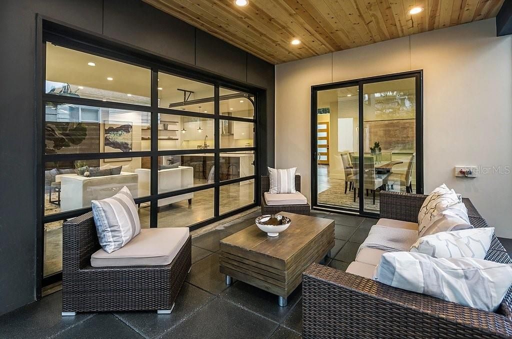 Interior, Living room, Recessed Lighting, Wooden Ceilings