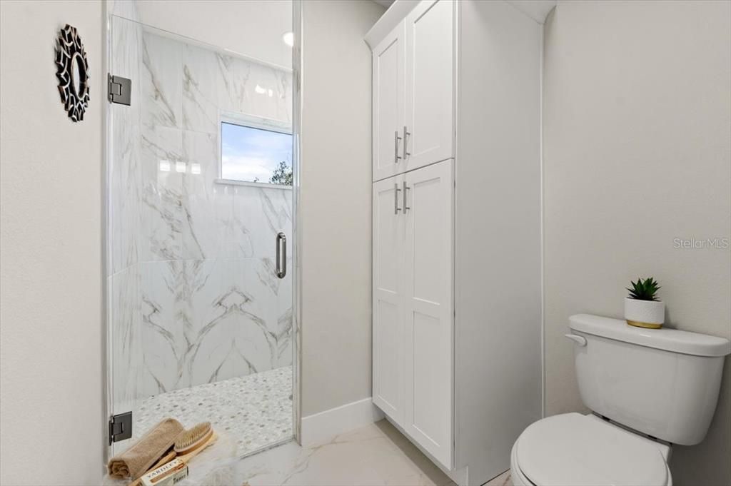 Bathroom, Glass Shower, Interior, Marble, Marble Walls