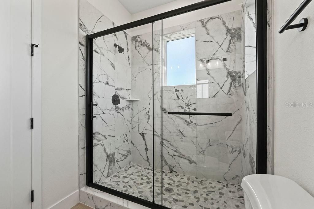 Bathroom, Glass Shower, Interior, Marble Walls