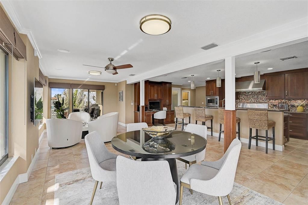 Dining room, Interior, Kitchen, Living room, Recessed Lighting, Stainless Steel Appliances