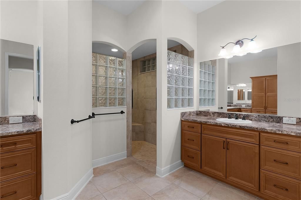 Bathroom, Glass Shower, Interior, Recessed Lighting