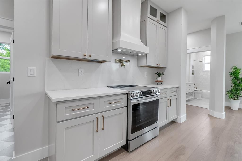 Interior, Kitchen, Stainless Steel Appliances, Wood Texture Flooring
