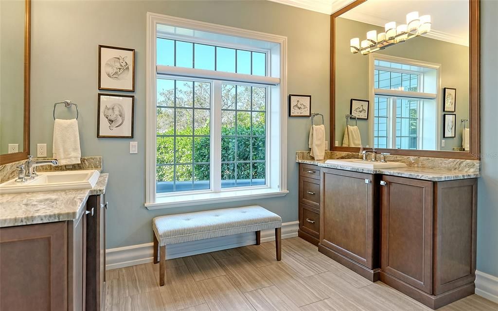 Bathroom, Dual Sink Vanities, Interior, Wood Texture Flooring