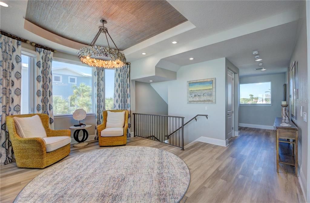 Chandelier, Interior, Pendant Lights, Recessed Lighting, Wooden Ceilings, Wood Texture Flooring