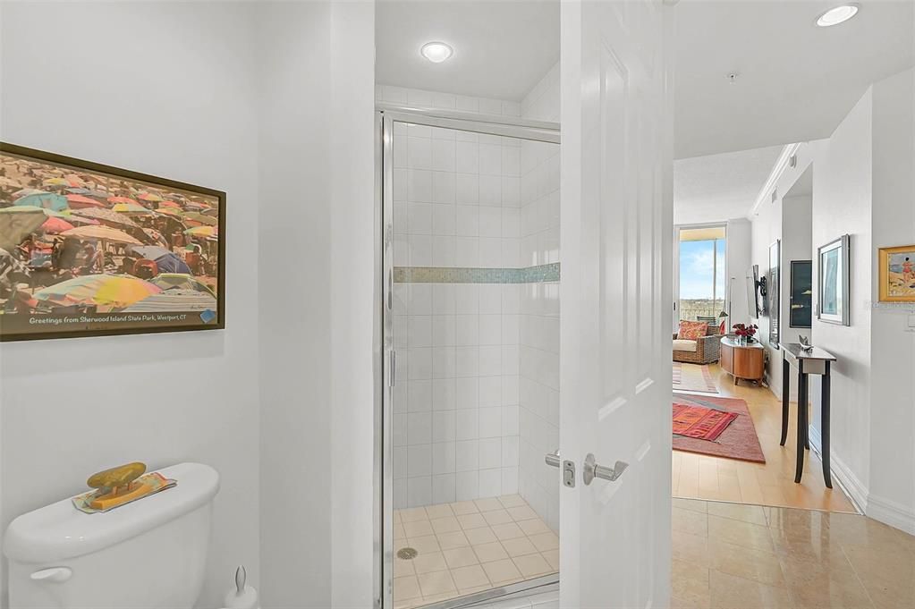 Bathroom, Interior, Recessed Lighting, Wood Texture Flooring