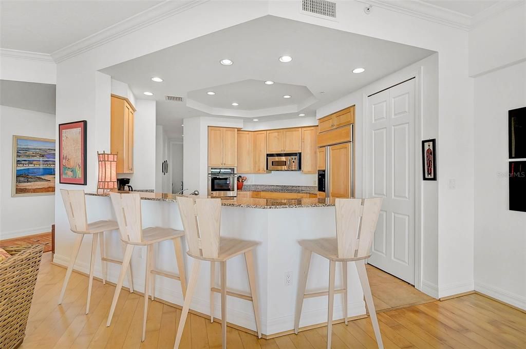 Interior, Kitchen, Recessed Lighting, Wood Texture Flooring