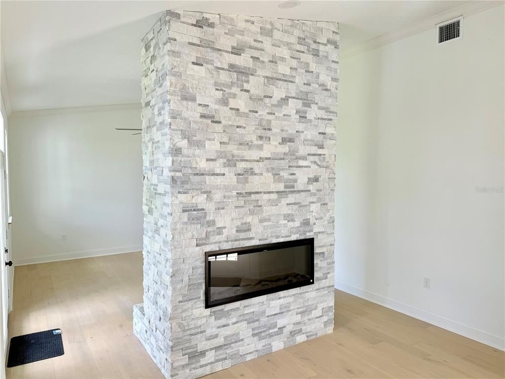 Fireplace, Interior, Stone Walls, Wood Texture Flooring