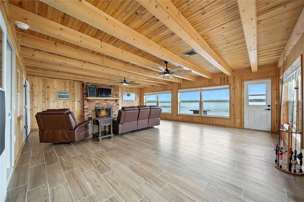 Fireplace, Interior, Living room, Wooden Beams, Wooden Ceilings, Wood Texture Flooring, Wooden Walls