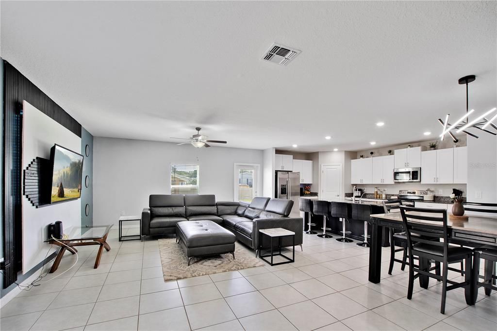 Dining room, Interior, Kitchen, Living room, Pendant Lights, Recessed Lighting