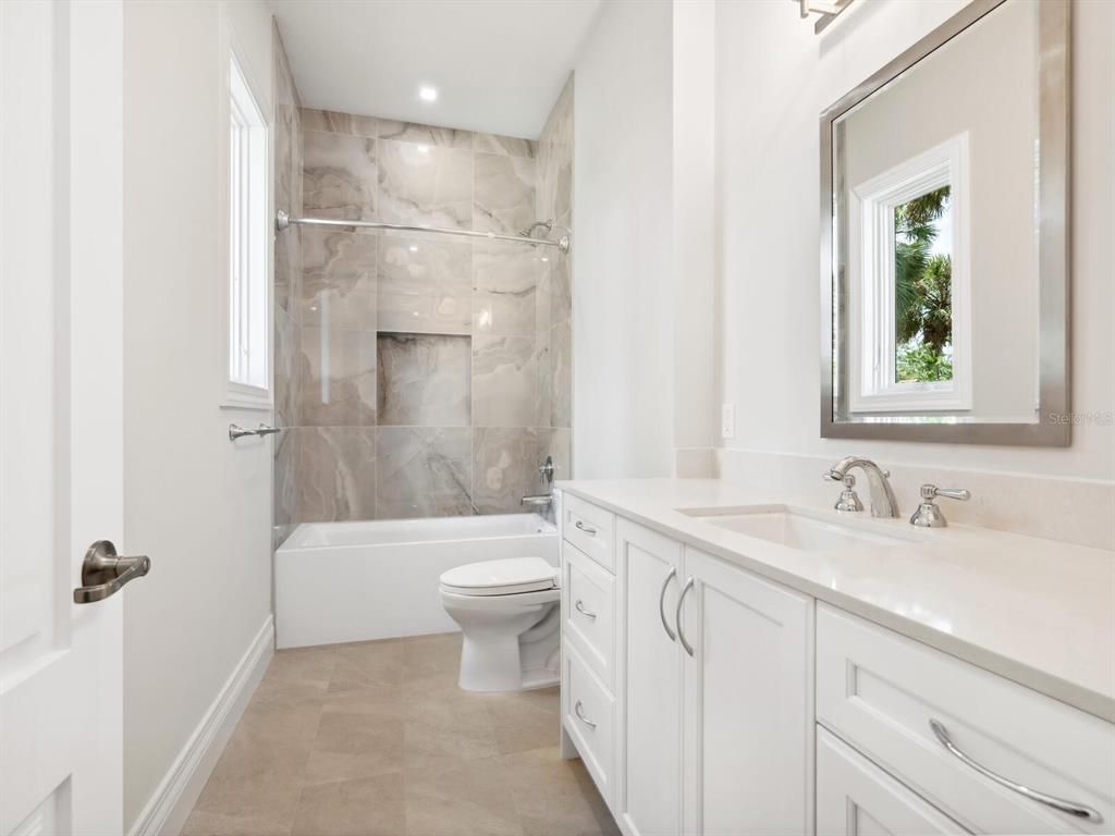 Bathroom, Interior, Marble Walls, Recessed Lighting