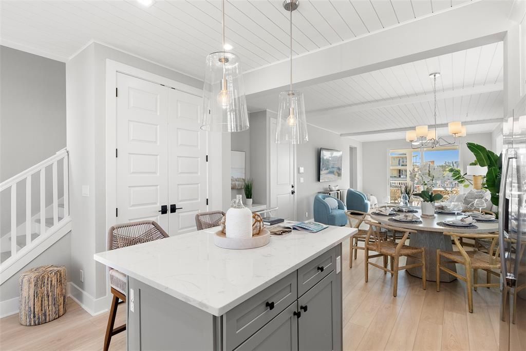 Chandelier, Dining room, Interior, Pendant Lights, Wood Texture Flooring