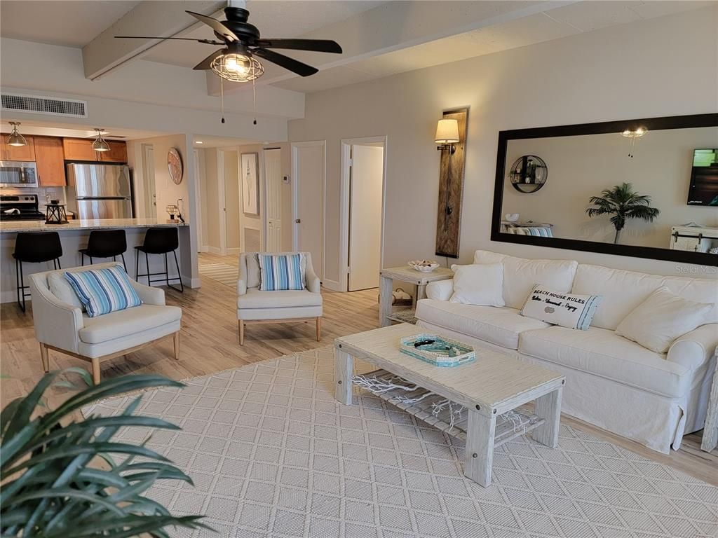 Interior, Kitchen, Living room, Stainless Steel Appliances, Wood Texture Flooring