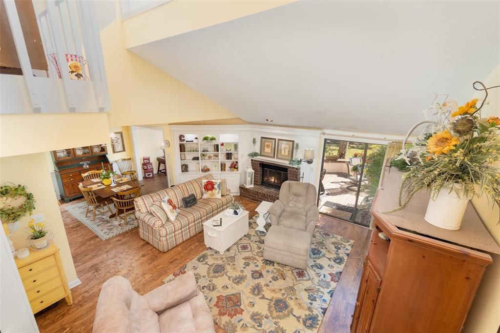 Dining room, Fireplace, Interior, Living room, Wood Texture Flooring