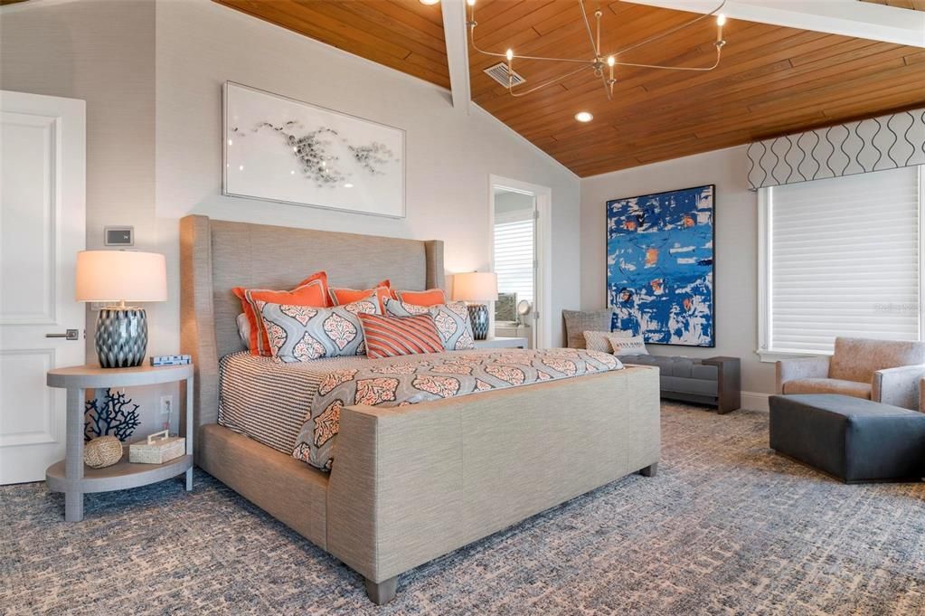 Bedroom, Interior, Recessed Lighting, Wooden Ceilings