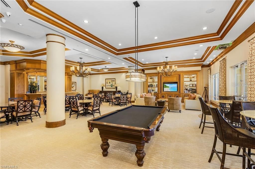 Billiard Table, Chandelier, Dining room, Game Room, Interior, Living room, Recessed Lighting