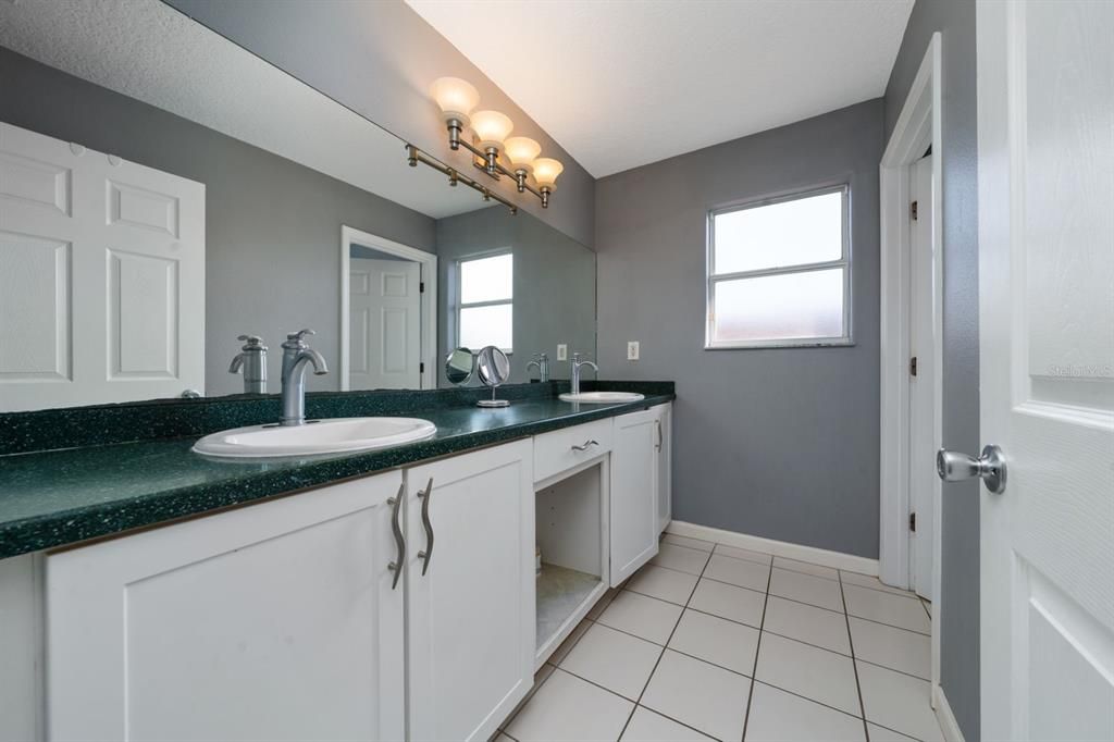 Bathroom, Dual Sink Vanities, Interior, Tile Countertops