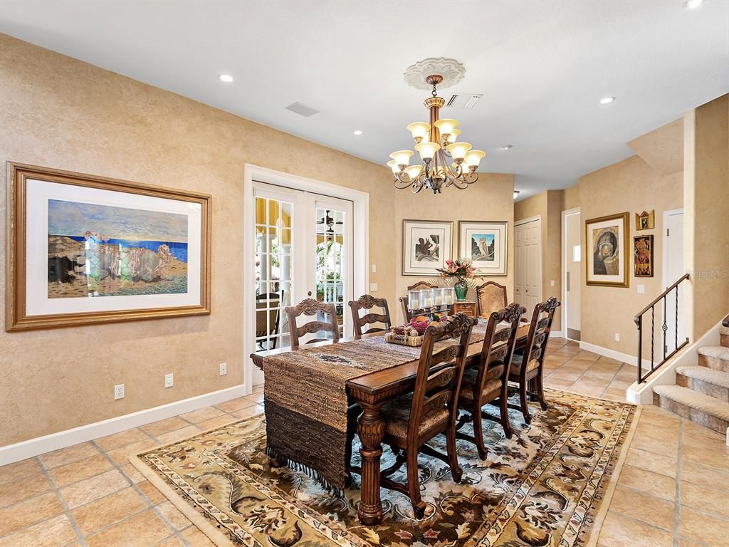 Chandelier, Dining room, Interior, Recessed Lighting