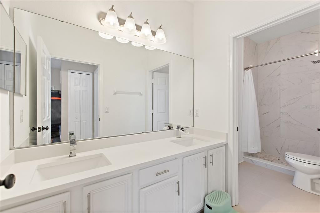 Bathroom, Dual Sink Vanities, Interior, Marble Walls