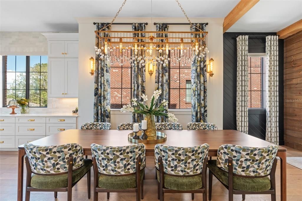 Dining room, Interior, Wooden Beams, Wood Texture Flooring