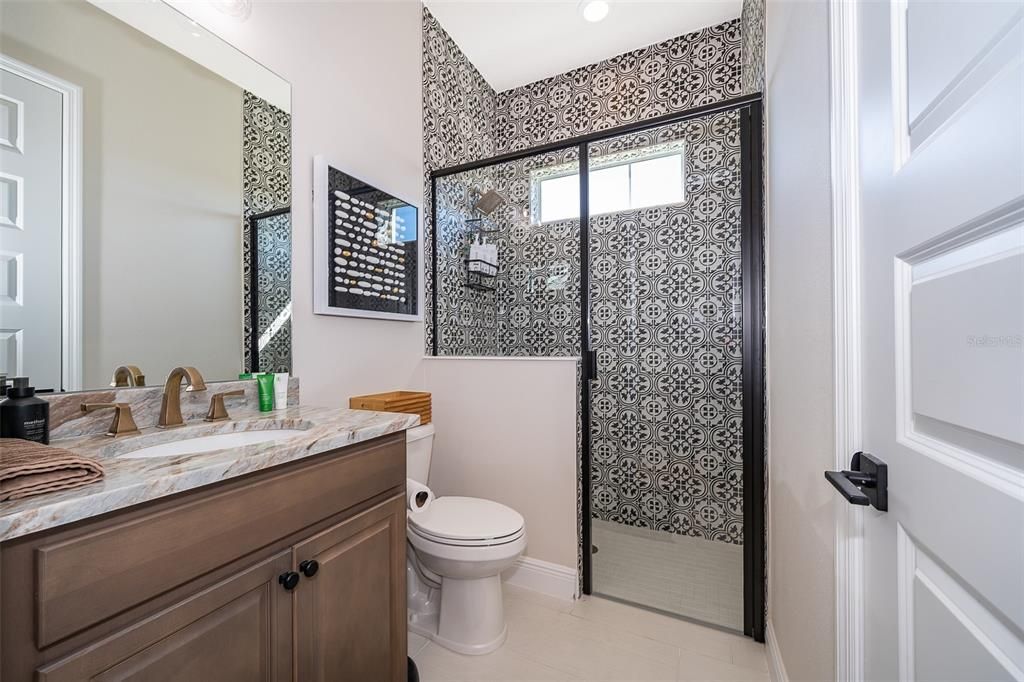 Bathroom, Glass Shower, Interior, Recessed Lighting