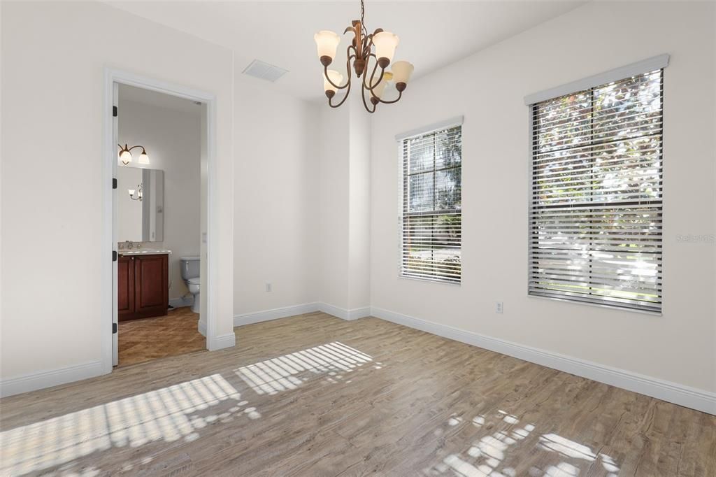 Bathroom, Chandelier, Empty room, Interior, Wood Texture Flooring