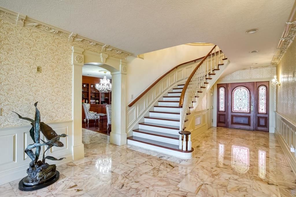 Chandelier, Interior, Marble, Recessed Lighting
