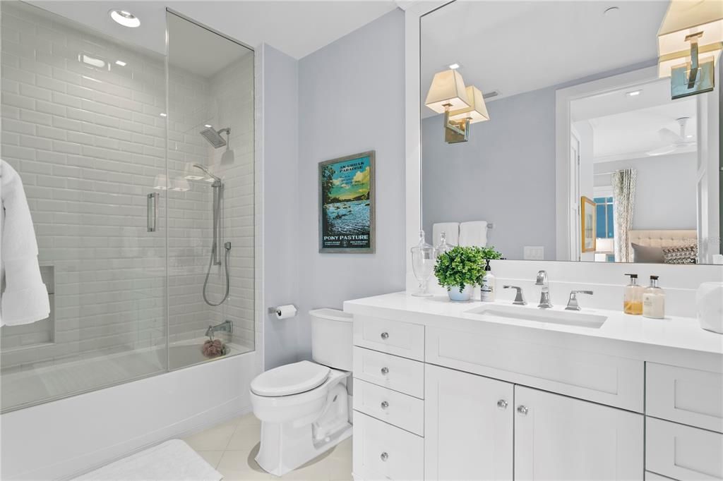 Bathroom, Glass Shower, Interior, Recessed Lighting