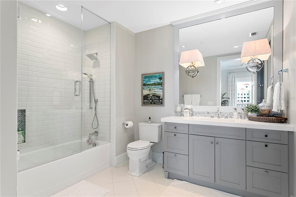 Bathroom, Glass Shower, Interior, Recessed Lighting