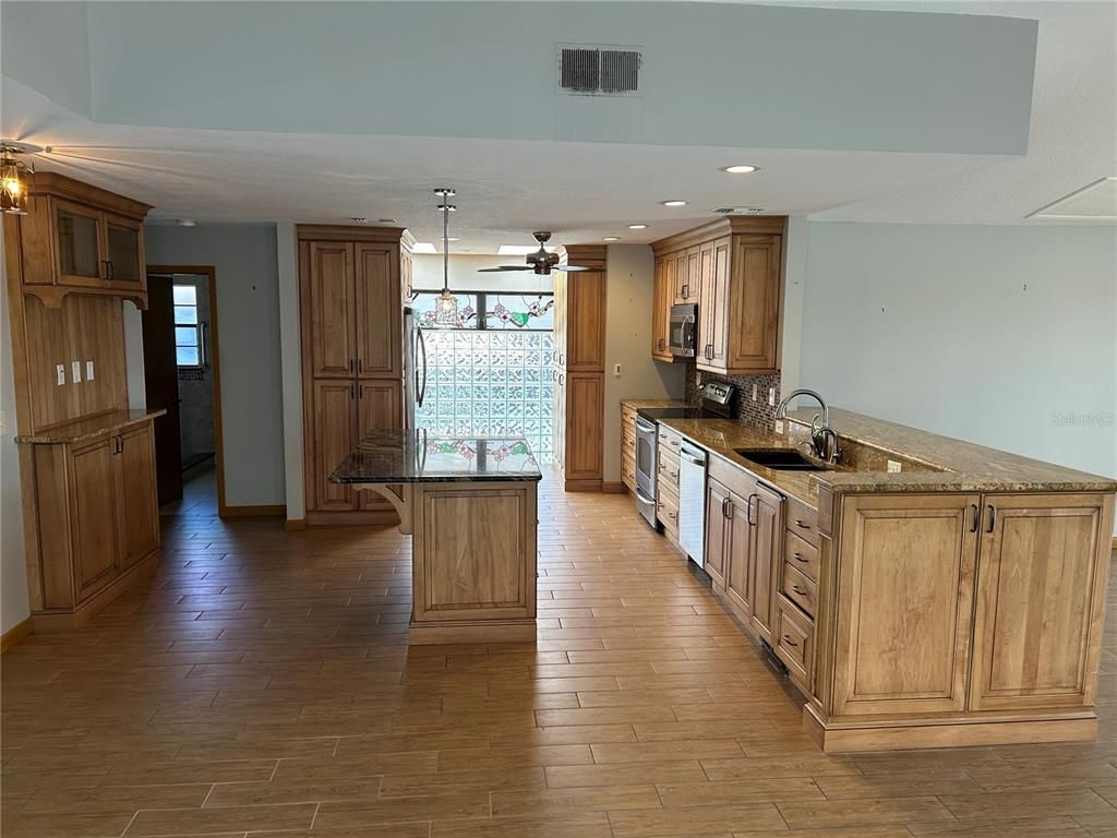 Interior, Kitchen, Recessed Lighting, Wood Texture Flooring