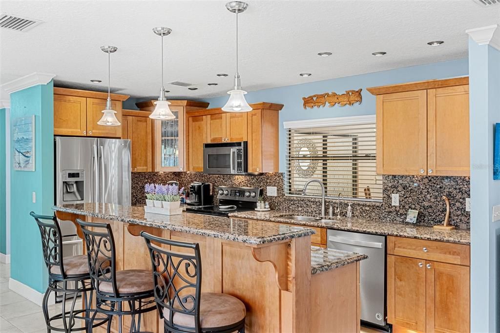 Interior, Kitchen, Pendant Lights, Recessed Lighting, Stainless Steel Appliances