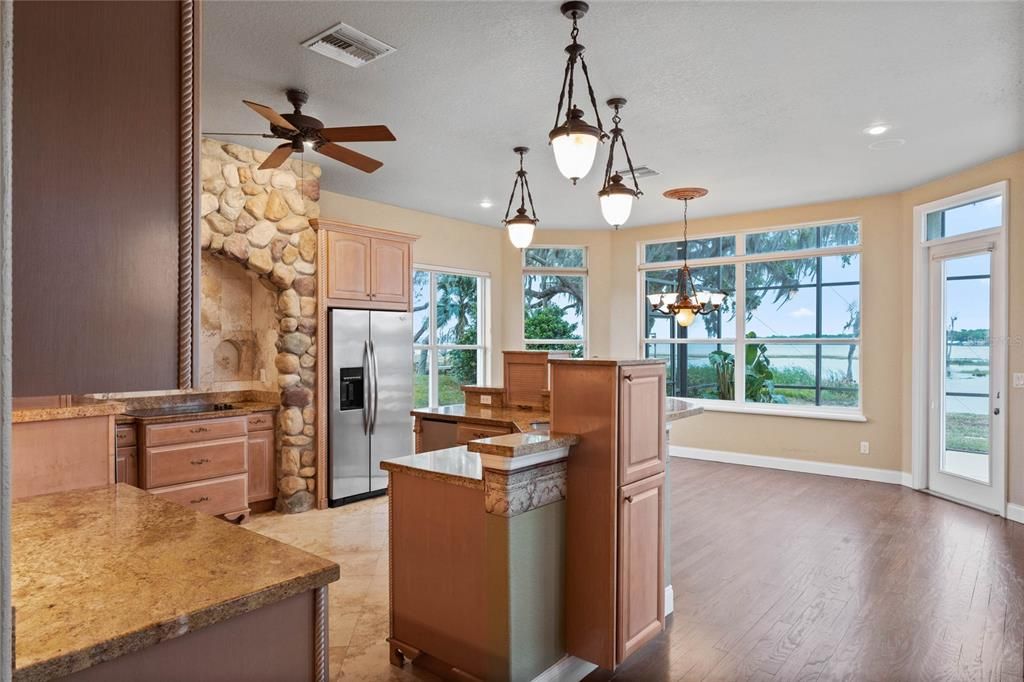 Interior, Kitchen, Pendant Lights, Recessed Lighting, Wood Texture Flooring