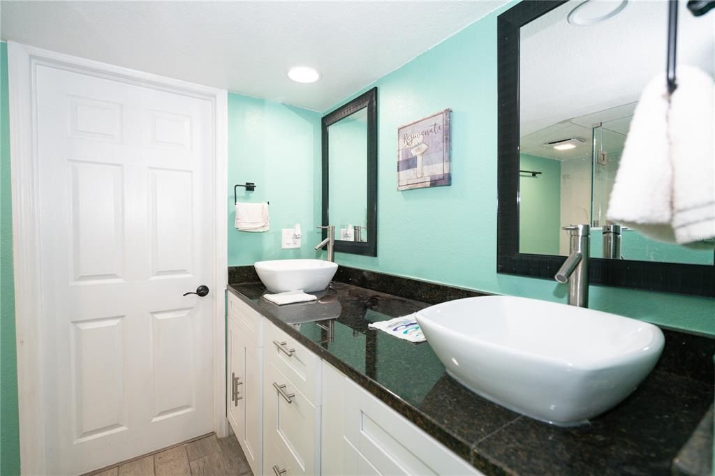 Bathroom, Free Standing Baths, Interior, Recessed Lighting, Wood Texture Flooring