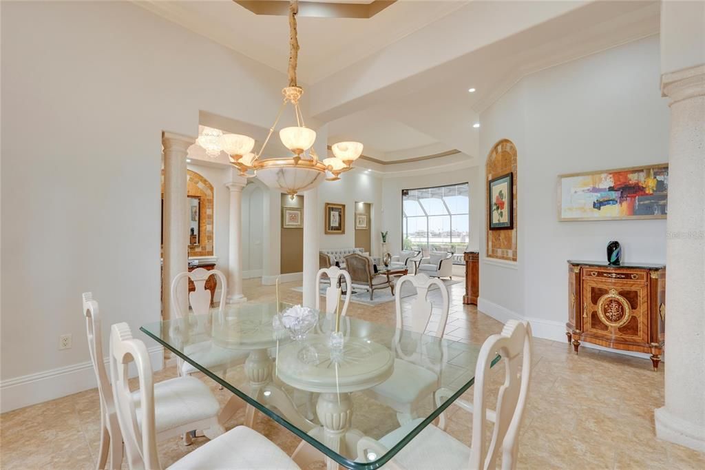 Chandelier, Dining room, Interior, Recessed Lighting