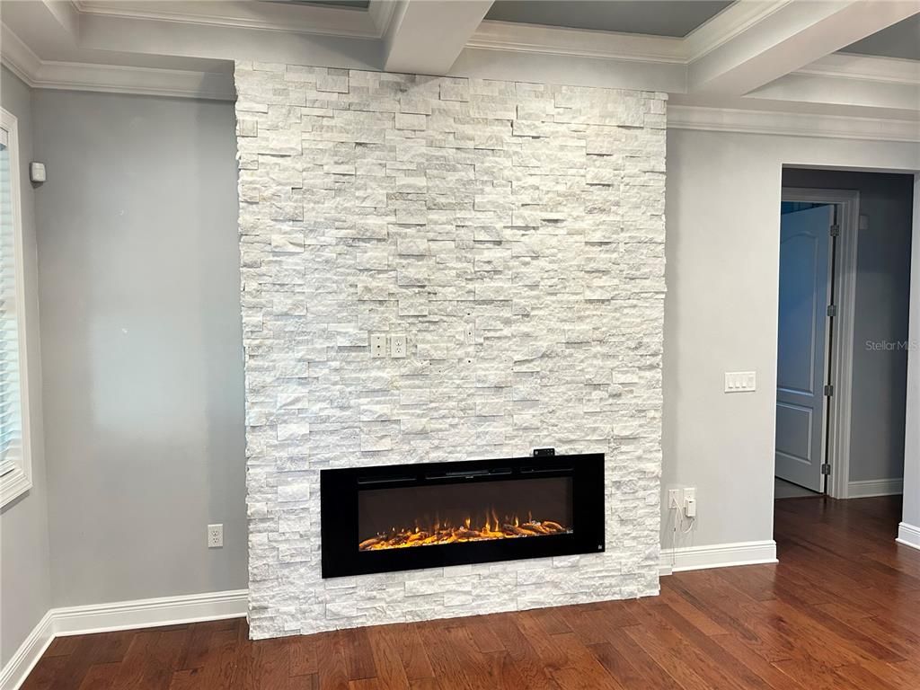 Fireplace, Interior, Stone Walls, Wood Texture Flooring