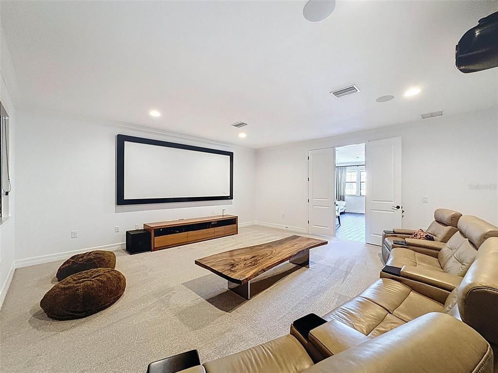 Interior, Living room, Projection Screen, Recessed Lighting, Theatre Room