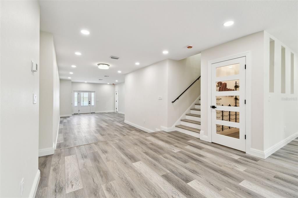 Empty room, Interior, Recessed Lighting, Wood Texture Flooring