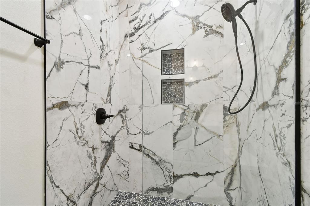 Bathroom, Glass Shower, Interior, Marble Walls